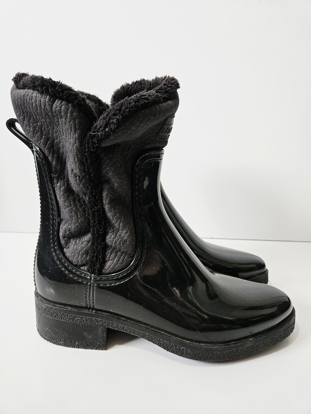 Lemon Jelly Lined Rain Boots Size 40 US 9 - 9.5 Black
